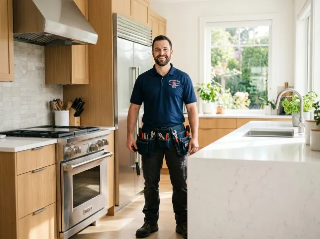 Appliance Repair Hero technician in a Brookneal, VA kitchen after an appliance repair